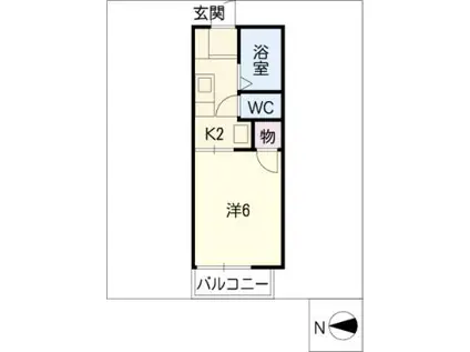 スカル弥生(1K/2階)の間取り写真