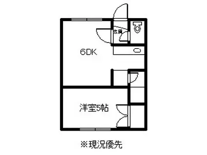 第6あおきハイツ(1DK/1階)の間取り写真