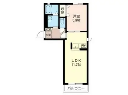 トップグリーンヒルズA(1LDK/1階)の間取り写真