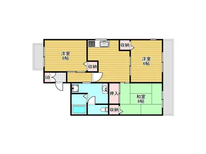 アメージングエステートII(3DK/2階)の間取り写真