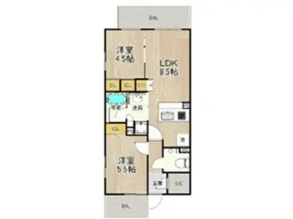 PHOERME TENNOJI イースト(2LDK/2階)の間取り写真