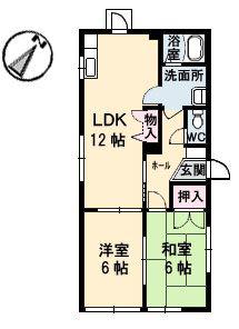ディアスTMK(2LDK/1階)の間取り写真