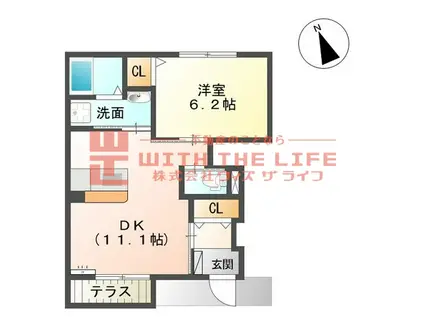 シャン・ドゥ・ポワロ(1LDK/1階)の間取り写真