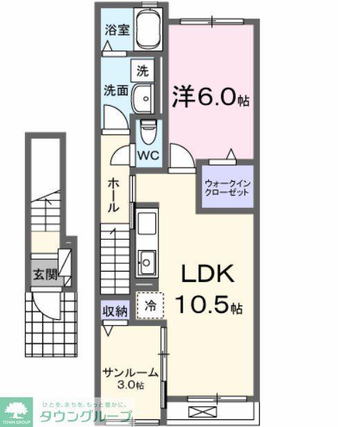 ル.リアンK-1(1LDK/2階)の間取り写真