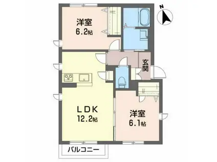 サニーフラット(2LDK/1階)の間取り写真