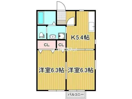 ラフォーレTK(2K/1階)の間取り写真