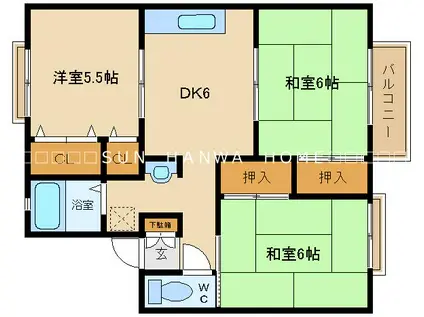メゾンミュール(3DK/2階)の間取り写真