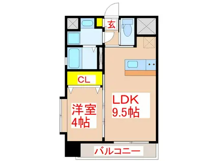 フィオーレ城南(1LDK/4階)の間取り写真