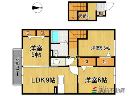 クリサンス A棟(3DK/2階)の間取り写真