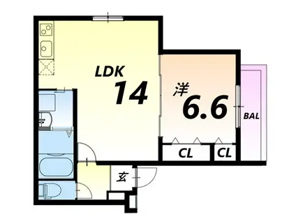 フジパレスJR尼崎(1LDK/2階)の間取り写真
