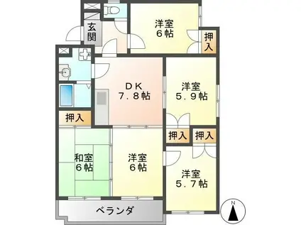 PALACE SHINO(5DK/3階)の間取り写真