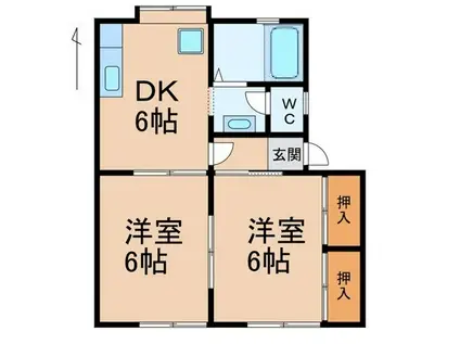 メゾンフェリス金池II(2DK/1階)の間取り写真