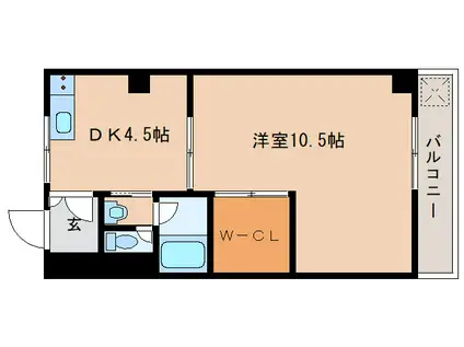 依岡ビル(1DK/3階)の間取り写真