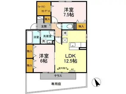 スワロウテイルD(2LDK/1階)の間取り写真