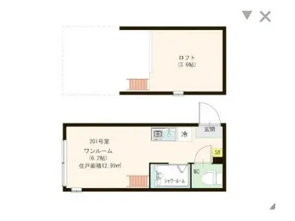 ハーモニーテラス豊島II(ワンルーム/2階)の間取り写真