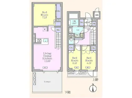 アジールコート都立大学(3LDK/1階)の間取り写真
