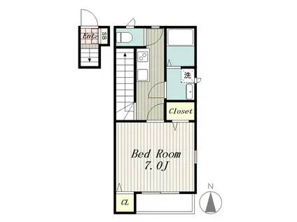 ブルーハーベストII(1K/2階)の間取り写真