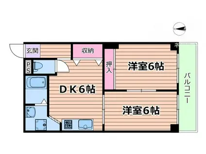 麻田レインボーハイツ(2DK/1階)の間取り写真
