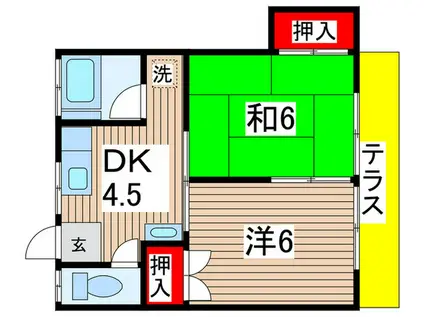 サンライズC(2DK/1階)の間取り写真
