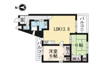 コンフィアンサ桂(2LDK/5階)の間取り写真