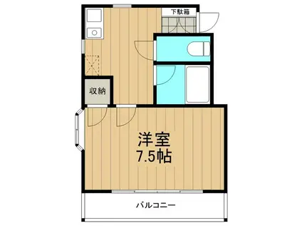 グリーンプラザB棟(1K/2階)の間取り写真