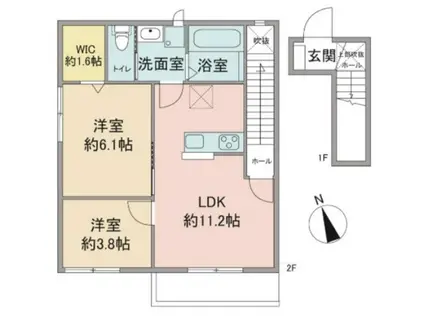 フローレンティアII(2LDK/2階)の間取り写真
