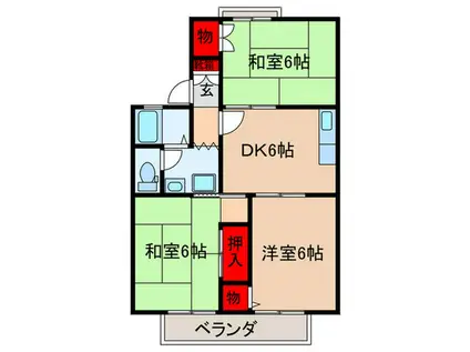 シャルマンコートA棟(3DK/1階)の間取り写真