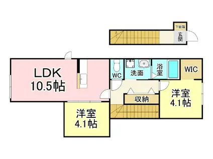 SUN VIA下到津(2LDK/2階)の間取り写真