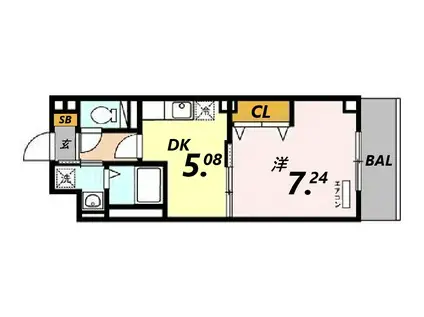 ヴィンチェロ(1DK/3階)の間取り写真