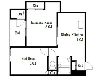 カーサグランデタマキ(2DK/2階)の間取り写真