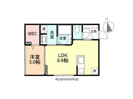 CALMPORT(1LDK/2階)の間取り写真