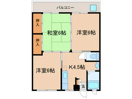 セントラルハイツ(3K/2階)の間取り写真