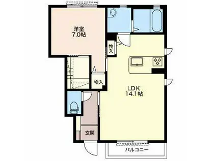 アッシュ(1LDK/1階)の間取り写真