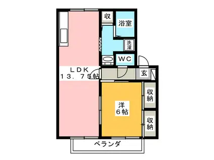 メルベーユ(1LDK/2階)の間取り写真