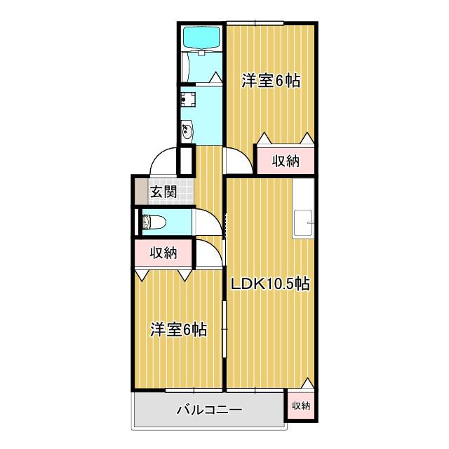 サニーコートⅡ(2LDK/2階)の間取り写真