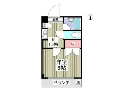 レジデンスTOYOUKE江曽島(1K/2階)の間取り写真