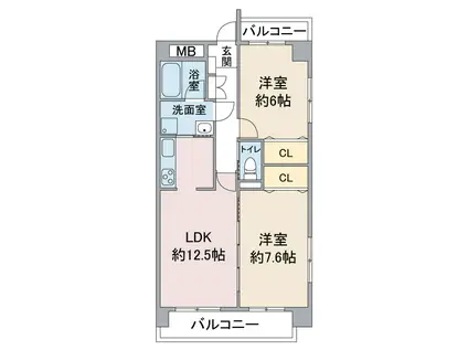 ダノイ美崇(2LDK/2階)の間取り写真