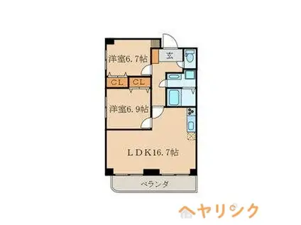 エムズ八剣(2LDK/3階)の間取り写真