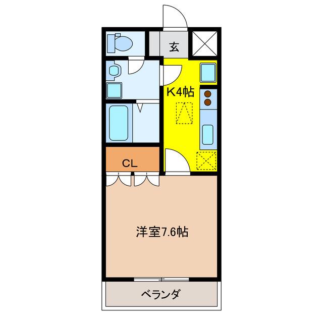 グレイスヴィラ花水木(1K/1階)の間取り写真