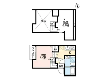 ブルージュ井尻(1K/2階)の間取り写真