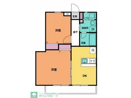 アステリア(2DK/2階)の間取り写真