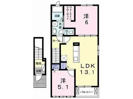 グラン・ソレイユIIB(2LDK/2階)の間取り写真