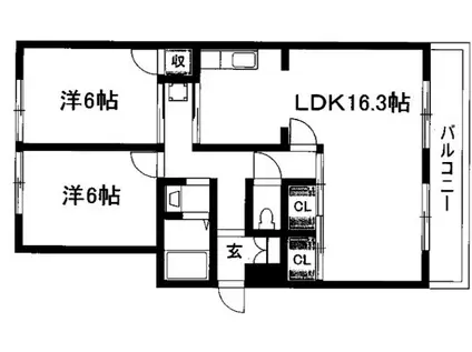 高針中央マンション(2LDK/3階)の間取り写真