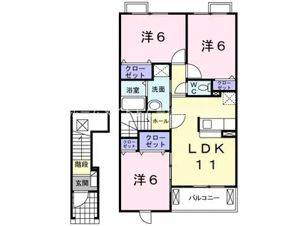 リザードA(3LDK/2階)の間取り写真