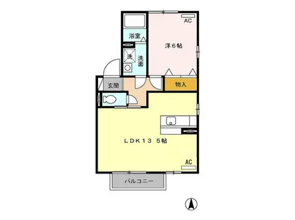 パラシオン(1LDK/2階)の間取り写真