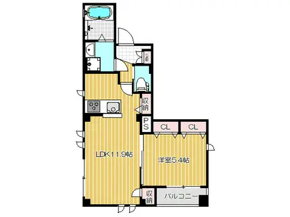 LUANA(1LDK/2階)の間取り写真