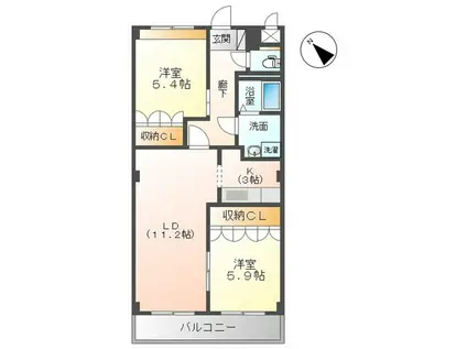 パレスコート(2LDK/3階)の間取り写真