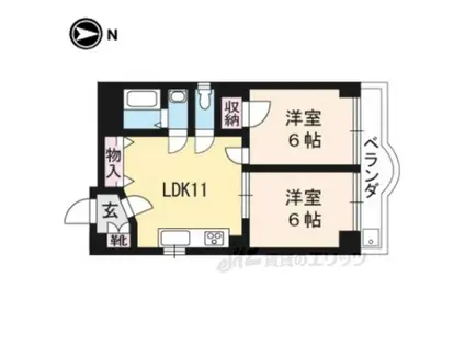 二条晴明ビル(2LDK/4階)の間取り写真