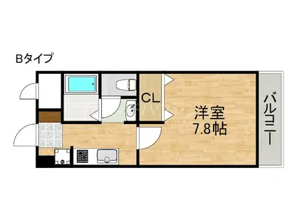 ラヴィーナ弐番館(1K/1階)の間取り写真