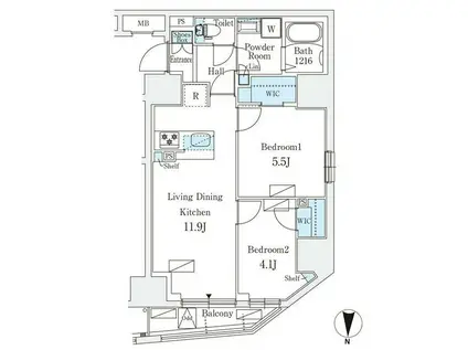 ルミークアン入谷(2LDK/3階)の間取り写真